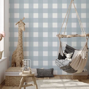 Nursery Wallpaper, Bold Check Wallpaper, Removable Wallpaper, Wallpaper, Checkered Wallpaper, Gingham Wallpaper, Buffalo Check Wallpaper,