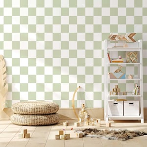Soft Colour Little Checker Wallpaper, Checkered Wallpaper, Check Wallpaper, Wallpaper, Nursery Wallpaper,  Peel and Stick, Gingham Wallpaper