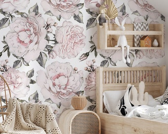 Peony Wallpaper, Floral Wallpaper, Kids Wallpaper, Nursery Wallpaper, Girl Nursery Wallpaper, Wallpaper, Floral Wallpaper Nursery, Peony