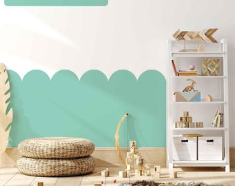 scallop half wall decals, scalloped wall decal, Removable Peel and Stick Panels
