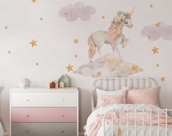 Unicorn Decal, Unicorn Wall Sticker, Girls Decal, Girls Wall Sticker, Princess Wall Sticker, Girl Room Decor