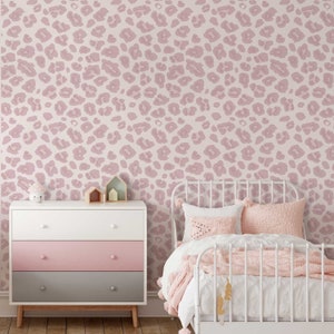 Leopard Wallpaper, Animal Print Wallpaper, Girl Room Wallpaper, Removable Wallpaper, Peel and Stick Wallpaper, Pink Wallpaper