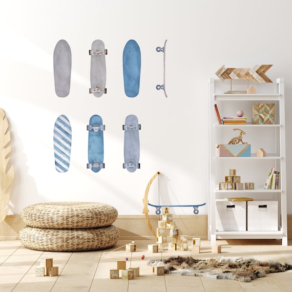 Skateboard Wall Decal Set, Boys Room Decor
