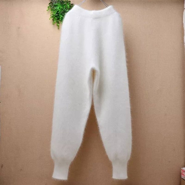 Elegant Fashion | Fluffy Sweater | Long Mink Cashmere | Angora Fur Warm Lantern | Bubble Pants | Loose Trousers | Sweater Pants for Women