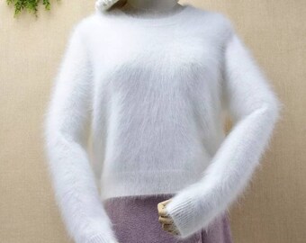 white fuzzy sweatshirt