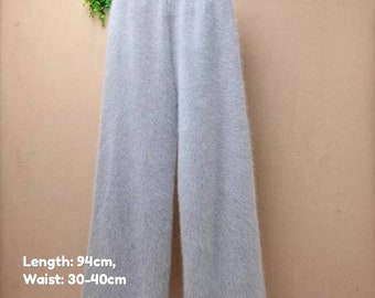 Elegant Fashion | Fluffy Sweater | Long Mink Cashmere | Angora Fur Warm Lantern | Bubble Pants | Loose Trousers | Sweater Pants for Women