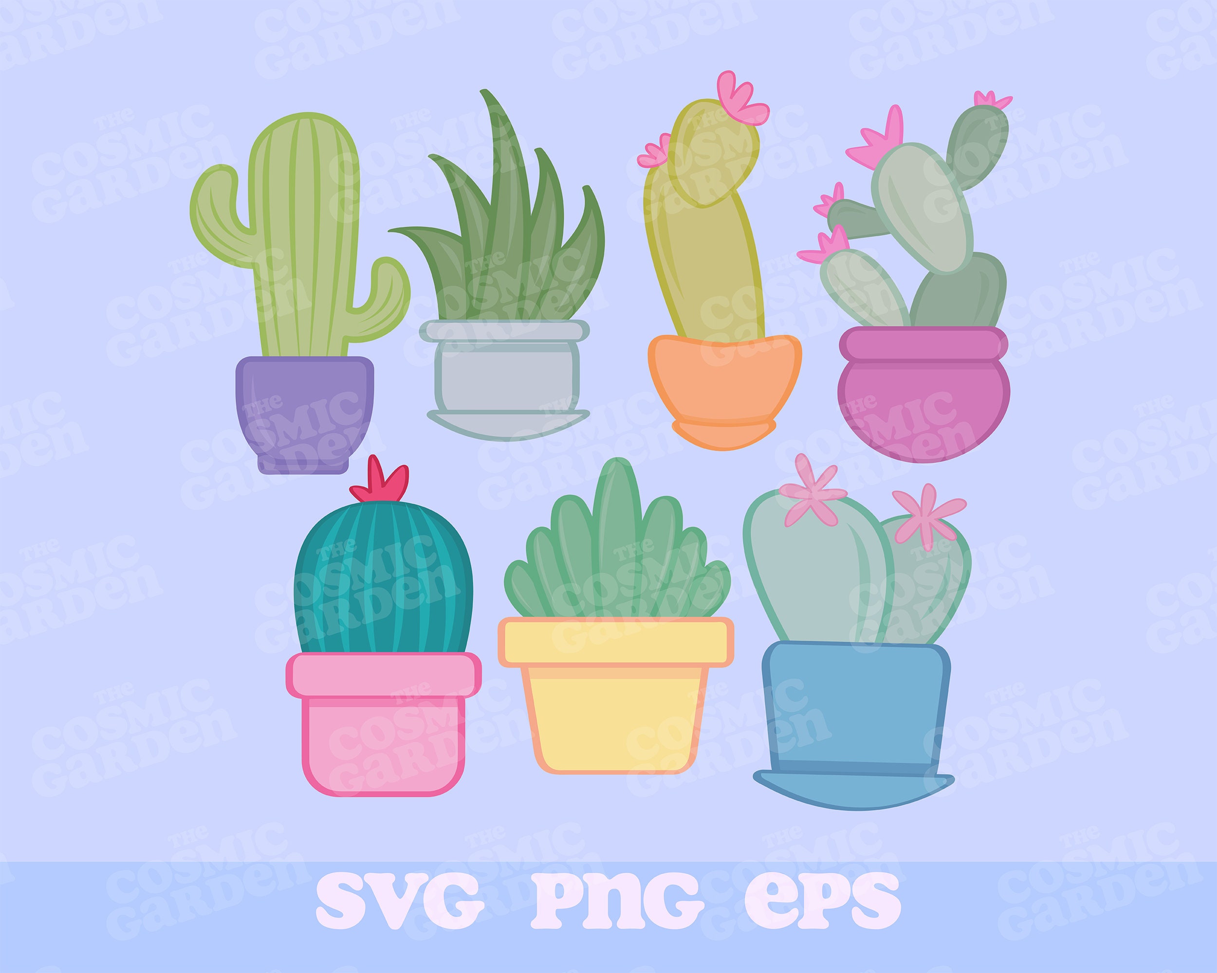 Cactus in Pots SVG Bundle Digital Download for Cricut Cactus Etsy