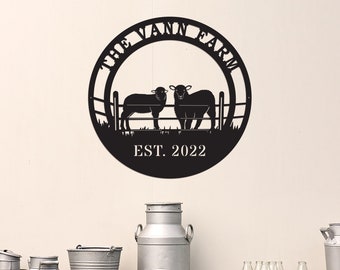 Market Show Lamb Farm Farmhouse Metal Sign Wall Art Print Personalized Sheep Family Name Sign