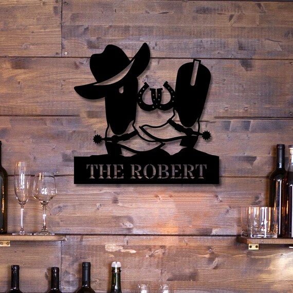 Personalized Name Sign Art Personalize Cowgirl Metal Sign Cowboy Metal Sign Cowboy Sign Hanging Wall Decor Cowgirl Metal Home Decor
