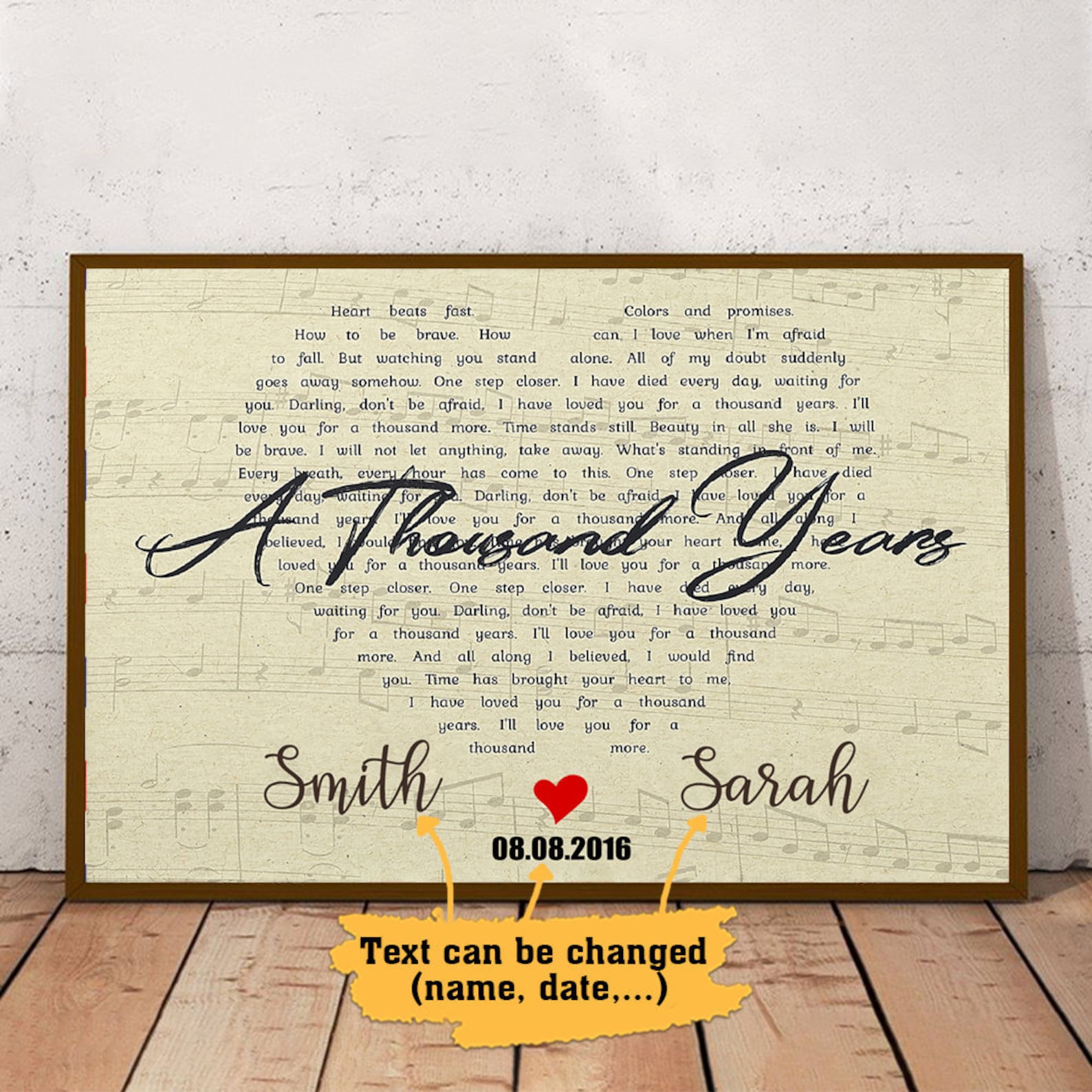 A Thousand Years Song Lyrics Poster Romantic Song Wall Art Etsy