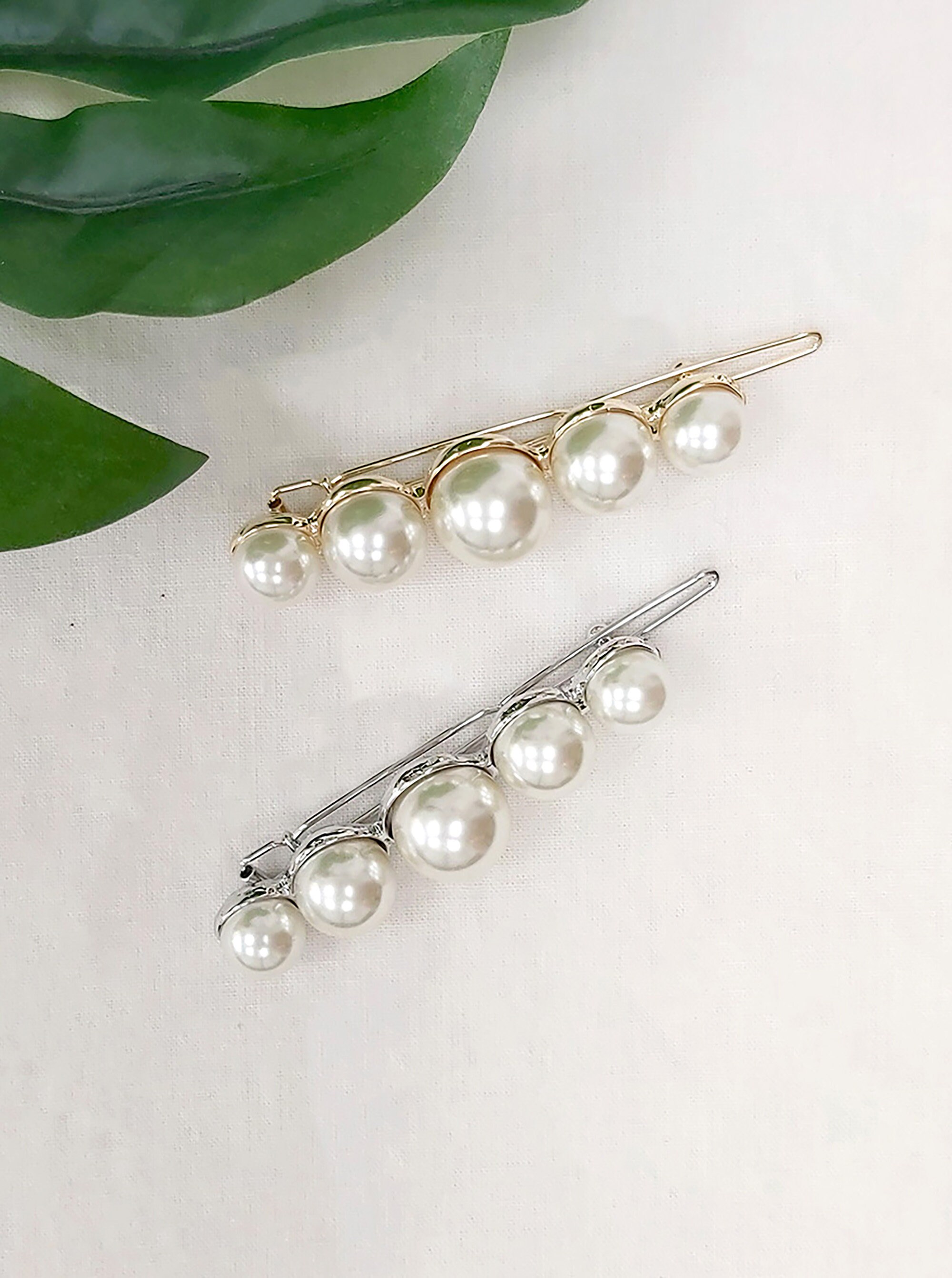 Beautiful Pearl Hair Clips In Gold & Silver / Modern Vintage Etsy