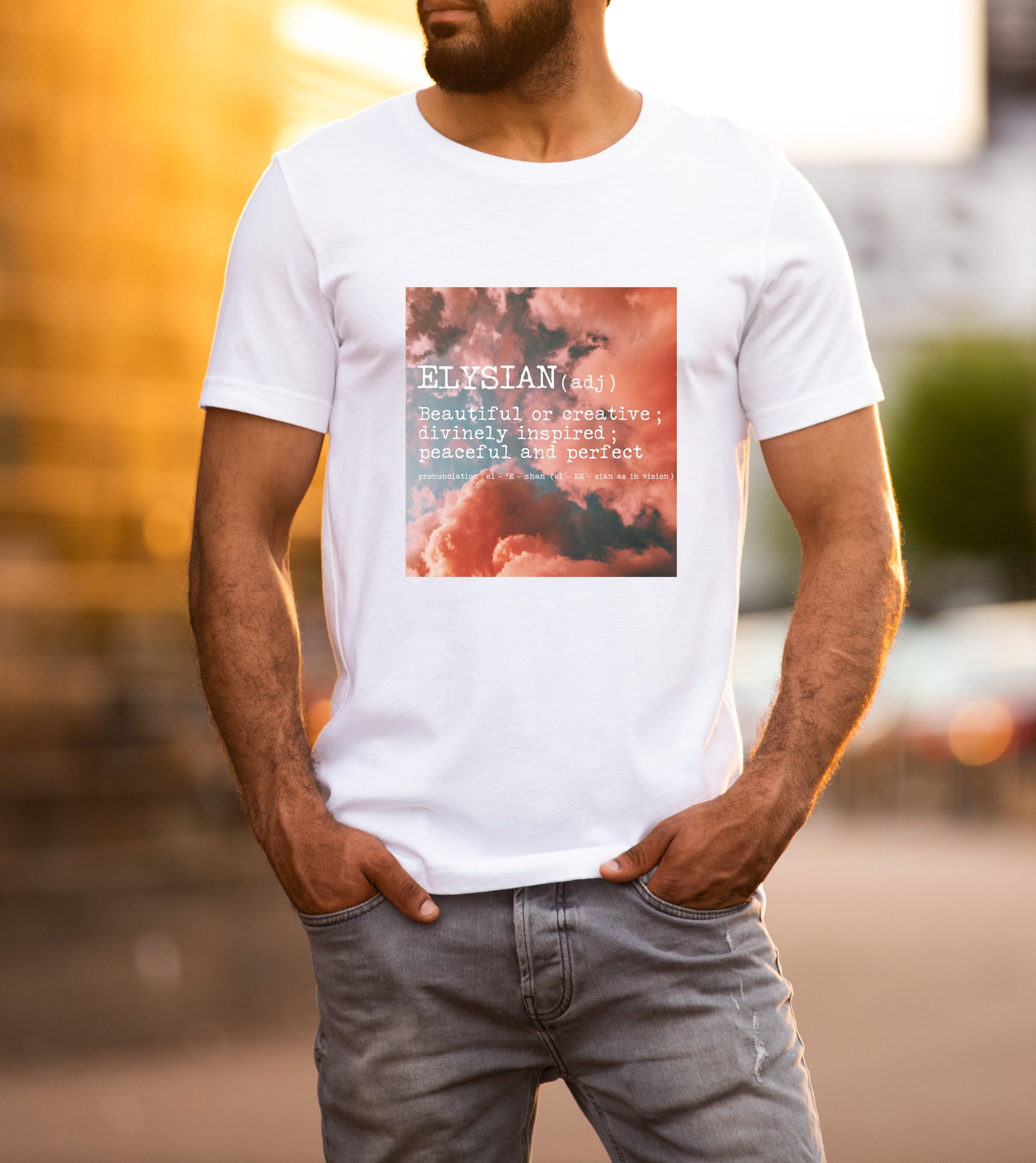 Elysian Meaning Clouds White Short Sleeve Unisex T Shirt Etsy
