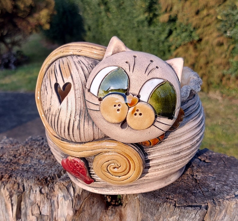 123Arts Keramik-Katzen-Blumentopf – Süßer Übertopf Für Sukkulenten, 15,2 X 7,6 Cm, Retro-Design