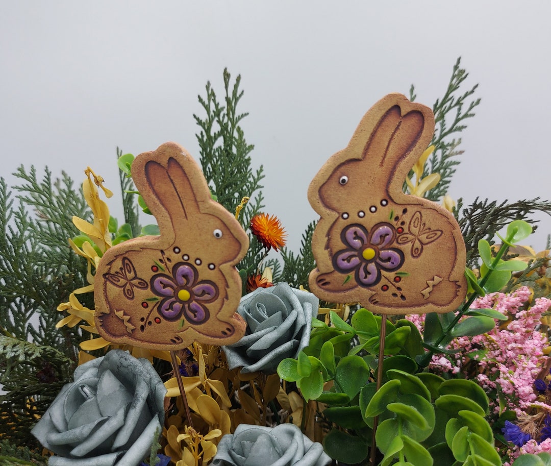 Easter Bunny Made of Clay Easter Decorations Flower Plugs Etsy UK