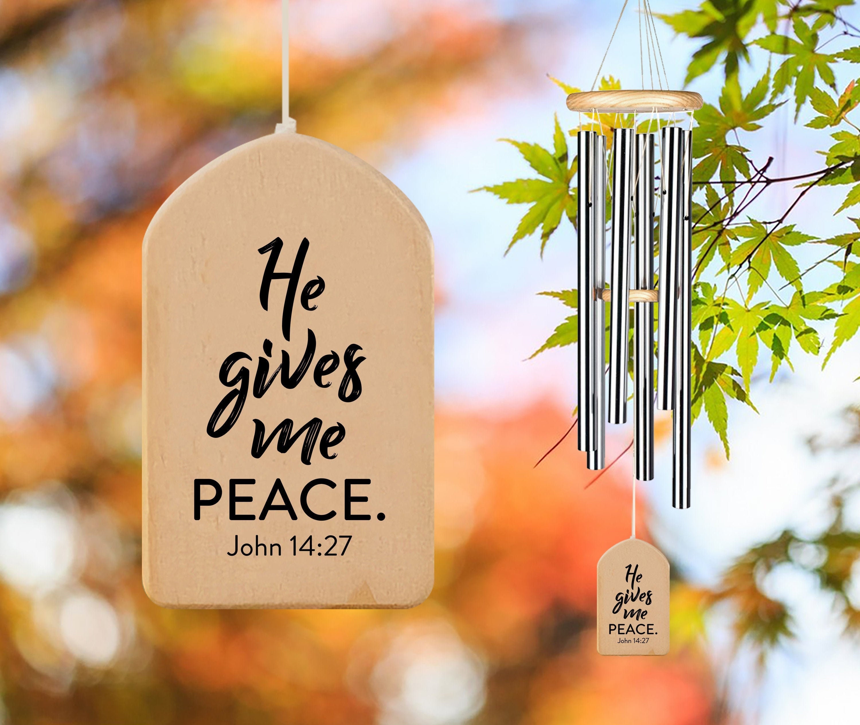 John 14:27 Wind Chime He gives me Peace Bible verse | Etsy