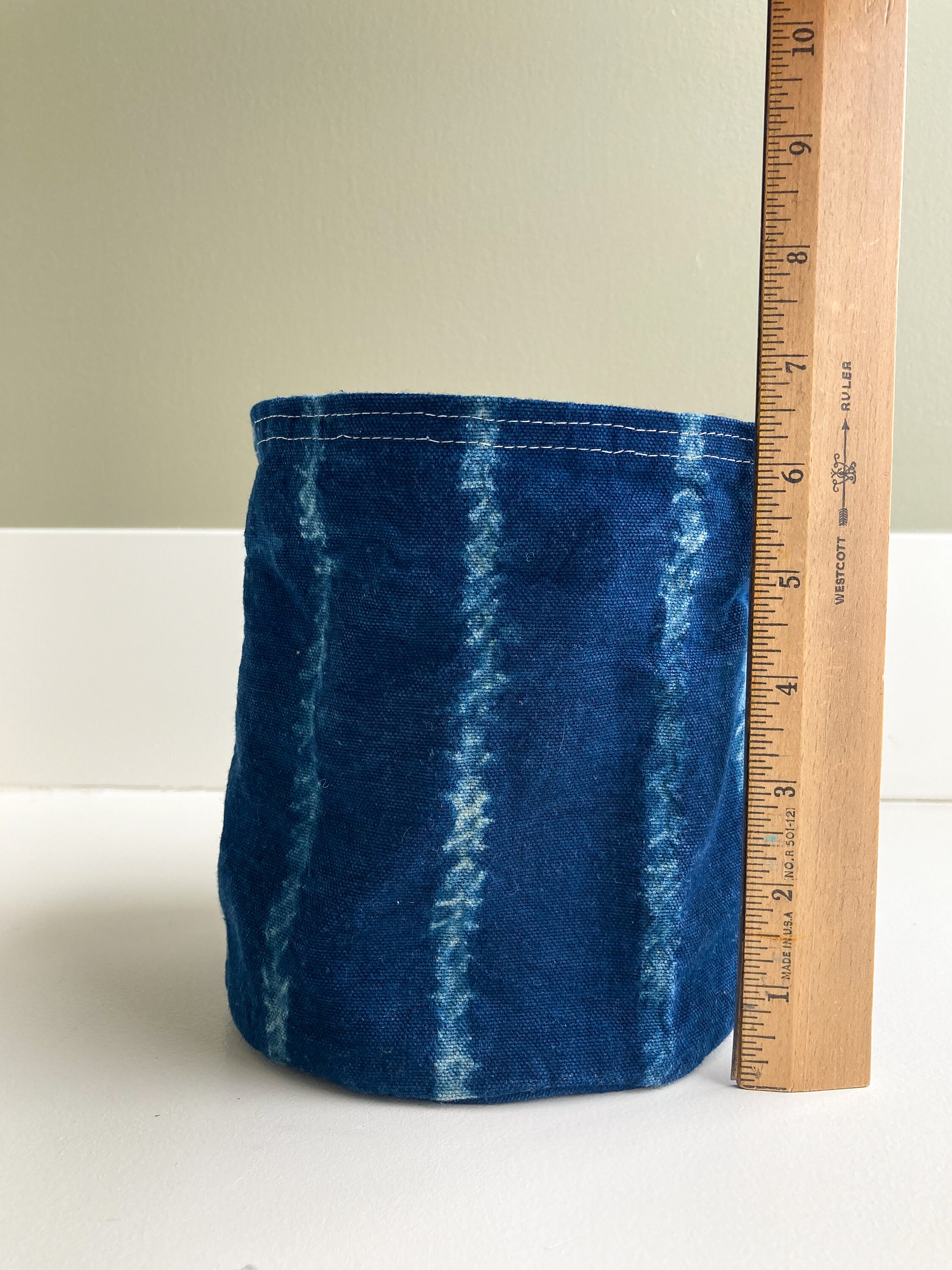 Waxed Canvas Storage Tote Bucket Bag Shibori Basket Soft Etsy
