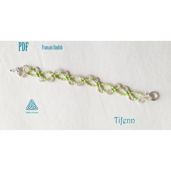 PDF Shuttle tatting bracelet tutorial - with very detailed explanations for integrating the beads