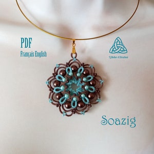 Medallion with beads shuttle tatting PDF tutorial