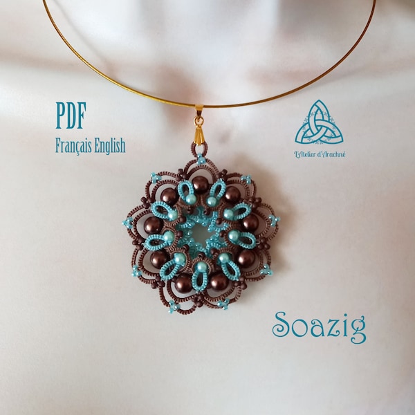 Medallion with beads shuttle tatting PDF tutorial