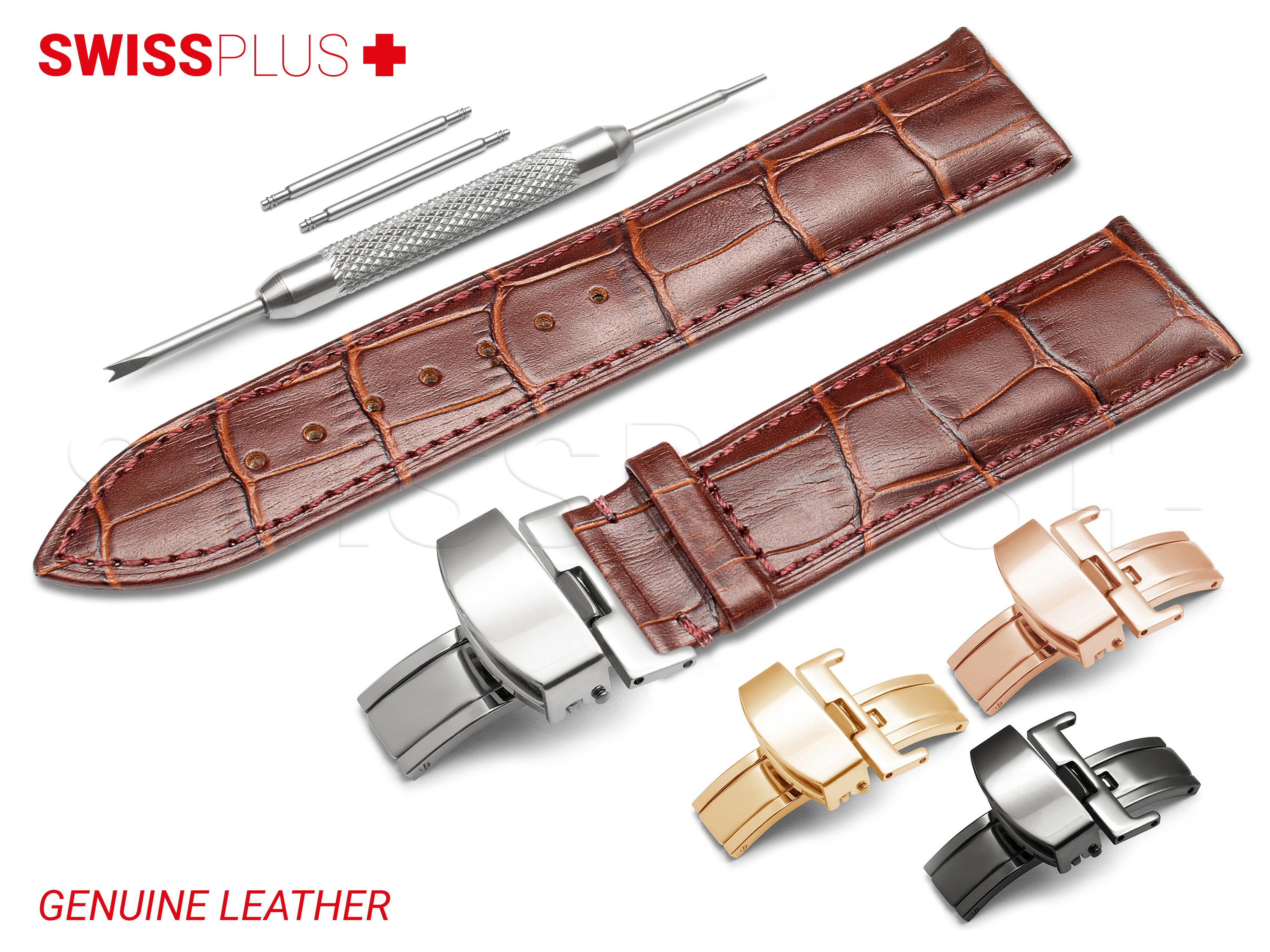 For SEIKO Watch Strap Genuine Calf Leather Glossy Crocodile Etsy