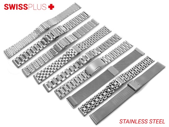 For BREITLING Watch Stainless Steel Metal Watch SILVER Strap Band Bracelet Clasp Buckle 12mm 14mm 16mm 18mm 19mm 20mm 21mm 22mm 24mm Pins