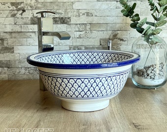 Bathroom vessel sink bowl - Decorative countertop farmhouse basin - handmade ceramic washbasin - Modern look sink + a Special Gift for you