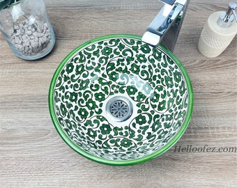 Modern bathroom vessel ceramic sink - handmade tabletop washbasin - Eye-catching counter top basin with free Drain Cap