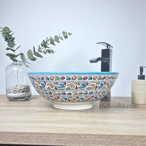 Ceramic Countertop Bathroom sink Basin - Custom Bathroom vessel sink Bowl - Timeless bathroom washbasin + Gift