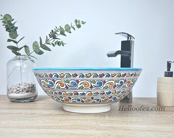 Ceramic Countertop Bathroom sink Basin - Custom Bathroom vessel sink Bowl - Timeless bathroom washbasin + Gift