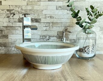 Handmade Ceramic Countertop Bathroom Sink - Bohemian bathroom - European design - Modern look + a Special Gift for you