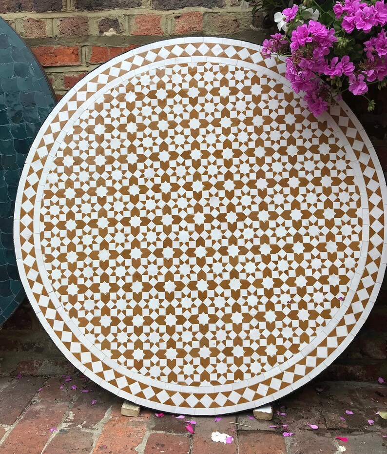 Mosaic Coffee Table Round Table Top Outdoor Mosaic Table Etsy