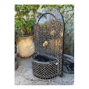 Morocco fountain | Majestic black Moroccan Mosaic Water Fountain | Tile Water Fountain | Moroccan Yard Art | New Home Gift