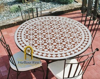 mosaic coffee table round table top - outdoor mosaic table - outdoor furniture round coffee table by Helloofez