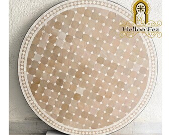 customizable outdoor dining tile top table with steady metal feet hand-crafted Round mosaic table top perfect for a patio, backyard drink