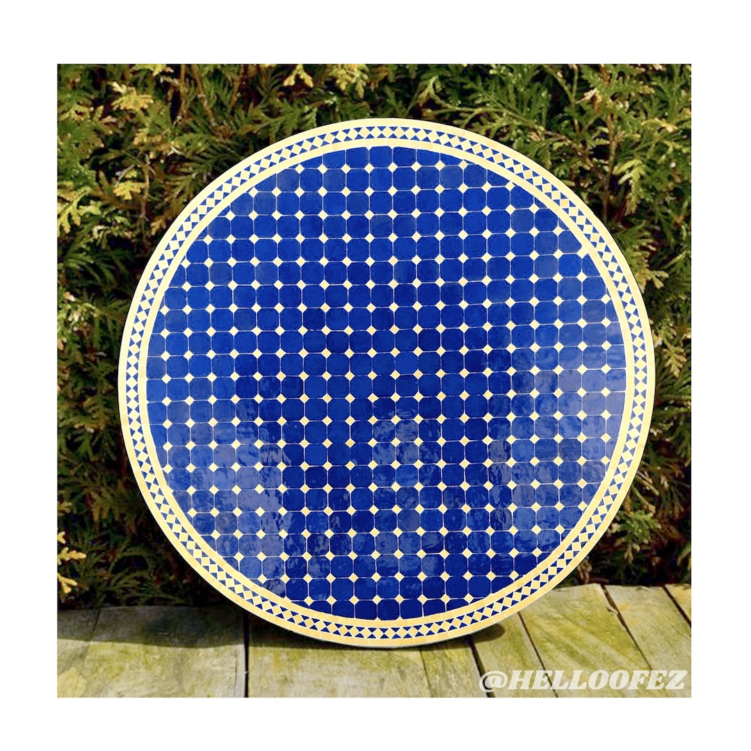 Custommade Patio Dining Table Tile Top Table With Durable Metal Legs Attractive Mosaic Top