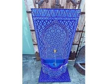 Large outdoor mosaic art water fountain for garden decoration - handmade fountain with mosaic - morocco garden art fountain