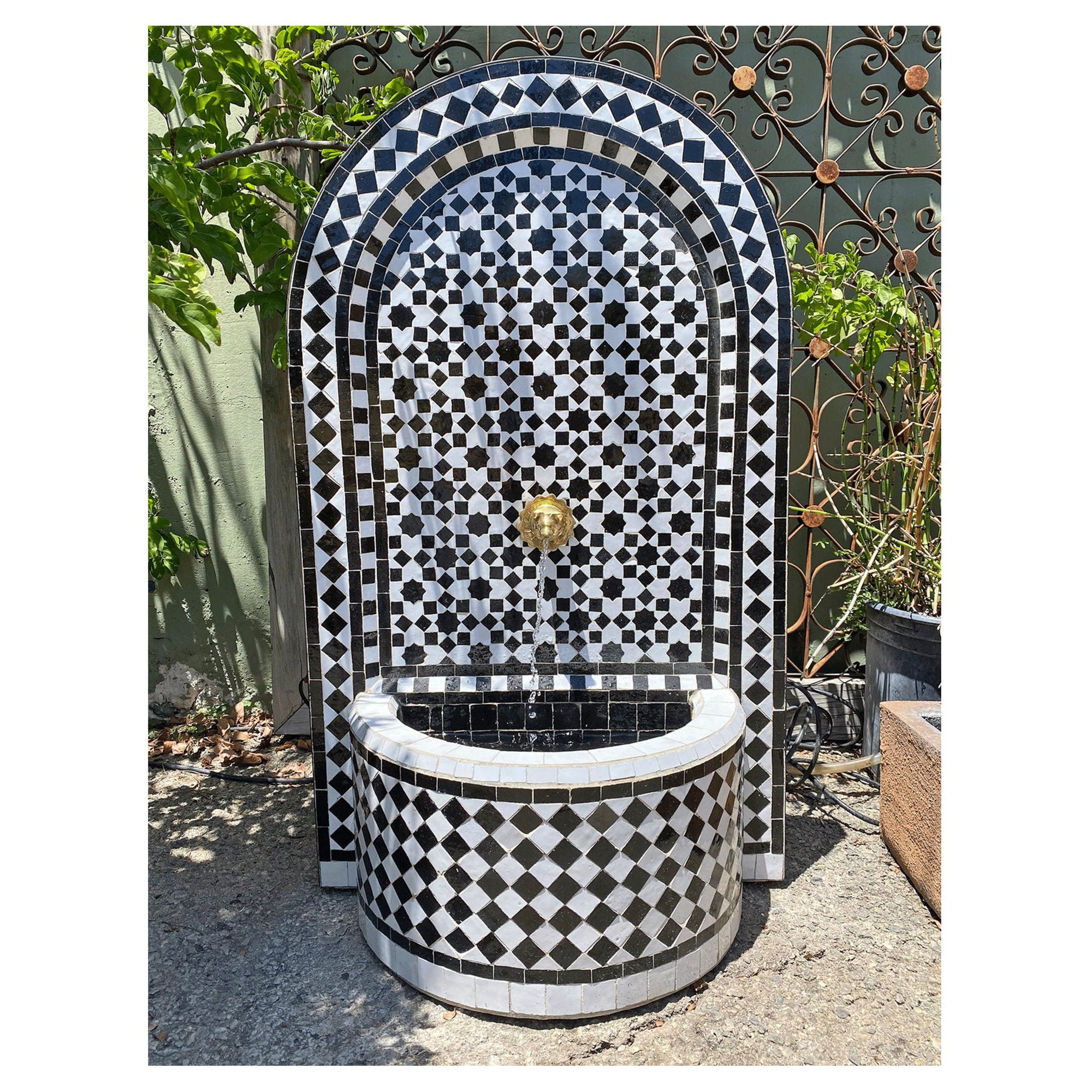 Garden Spanish Wall Tile Water Fountain Large Outdoor Mosaic Etsy