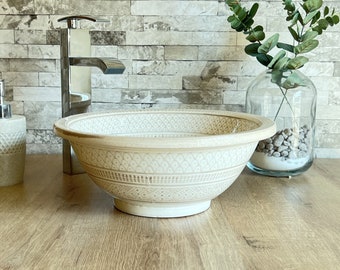 Keramik-Waschbecken – marokkanisches Badezimmer-Waschbecken – Keramik-Aufsatzwaschbecken – Badewannen-Waschbecken + ein besonderes Geschenk für Sie