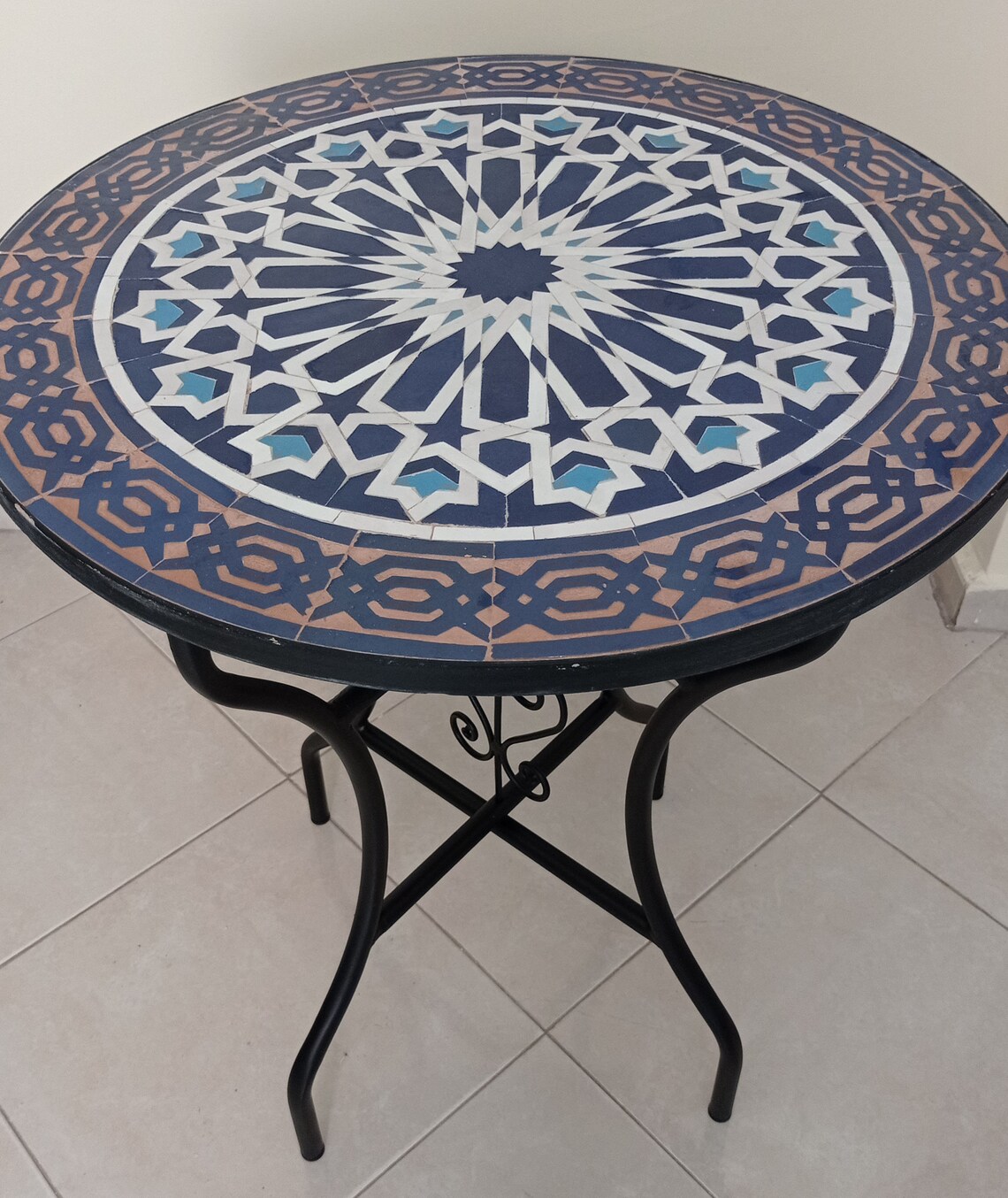 Round Mosaic Coffee Table for Outdoor Garden Tile Table Etsy