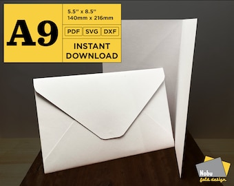 A9 Greeting Card & Envelope Template / 5.5” x 8.5” / 140mm x 216mm / PDF, SVG, DXF / Digital Download