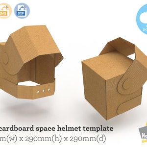 Plantilla de casco espacial de cartón para niños / 235 mm (ancho) x 290 mm (alto) x 290 mm (profundidad) / 3 mm de grosor / PDF, SVG, DXF / Plantilla para imprimir en A4 y A3