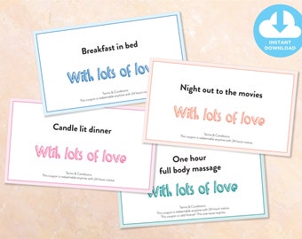 Editable playful gift card "With lots of love" / 130mm x 75mm / PDF / Digital Download