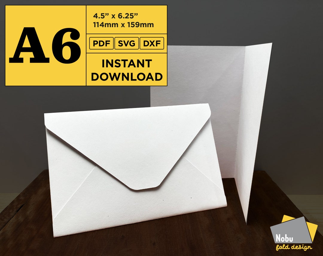 A6 Greeting Card and Envelope Template (PDF, SVG, DXF) Digital Download