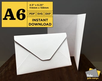 A6 Greeting Card and Envelope Template (PDF, SVG, DXF) Digital Download