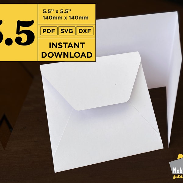 5.5 Square Greeting Card & Envelope Template 5.5” x 5.5” / 140mm x 140mm / PDF, SVG, DXF / Digital Download