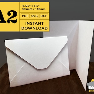 Sjabloon A2-wenskaart en envelop: 5,5 x 4,125 inch / 140 mm x 105 mm / pdf, SVG, DXF / digitale download
