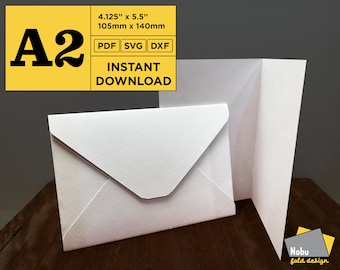 A2 Greeting Card Template, Envelope, PDF SVG DXF (Digital Download)