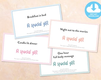 Editable playful gift card "A special gift" / 130mm x 75mm / PDF / Digital Download