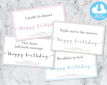 Editable gift card "Happy Birthday" / 130mm x 75mm / PDF / Digital Download
