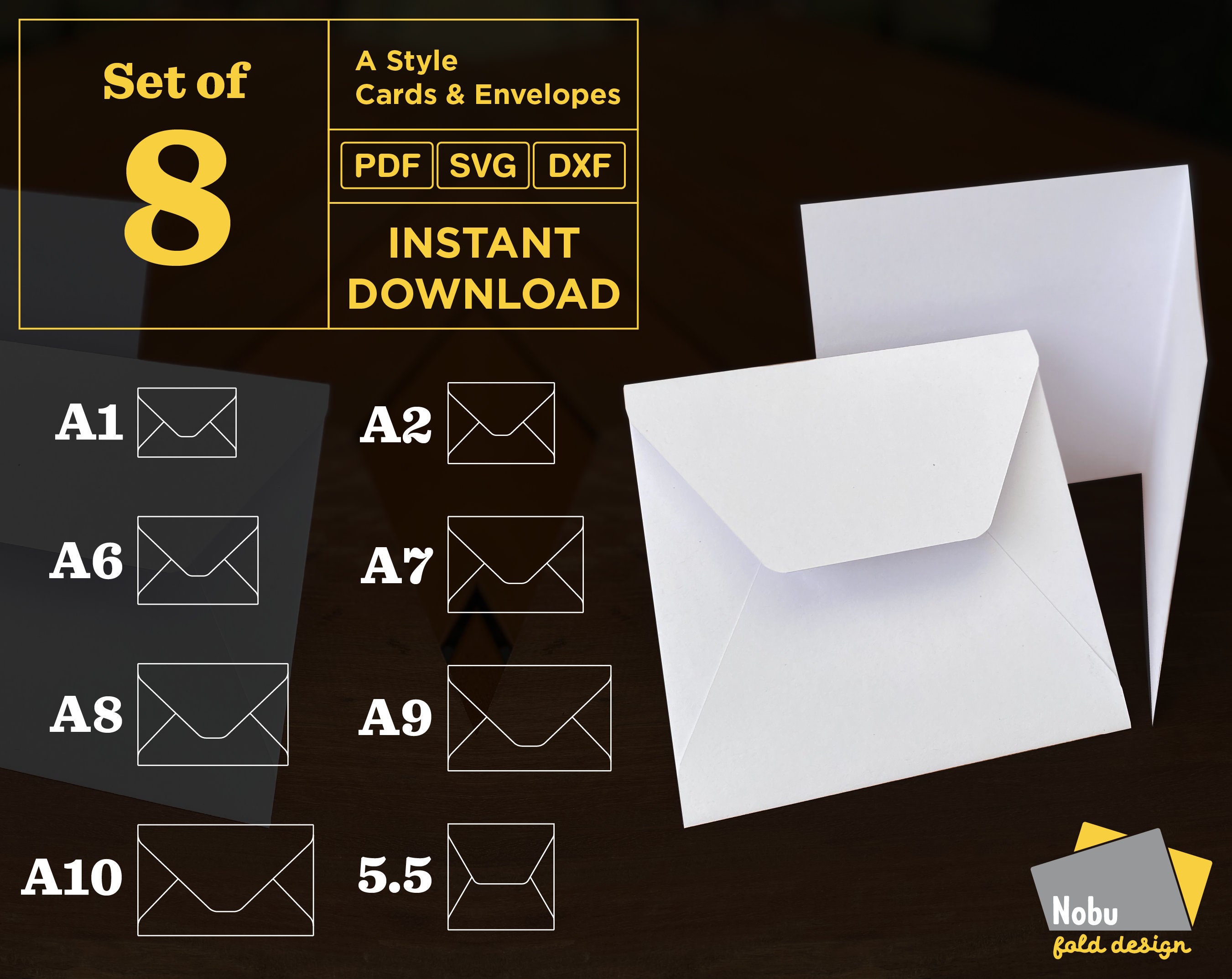 Set of 8 Astyle Greeting Card & Envelope Templates / PDF Etsy UK